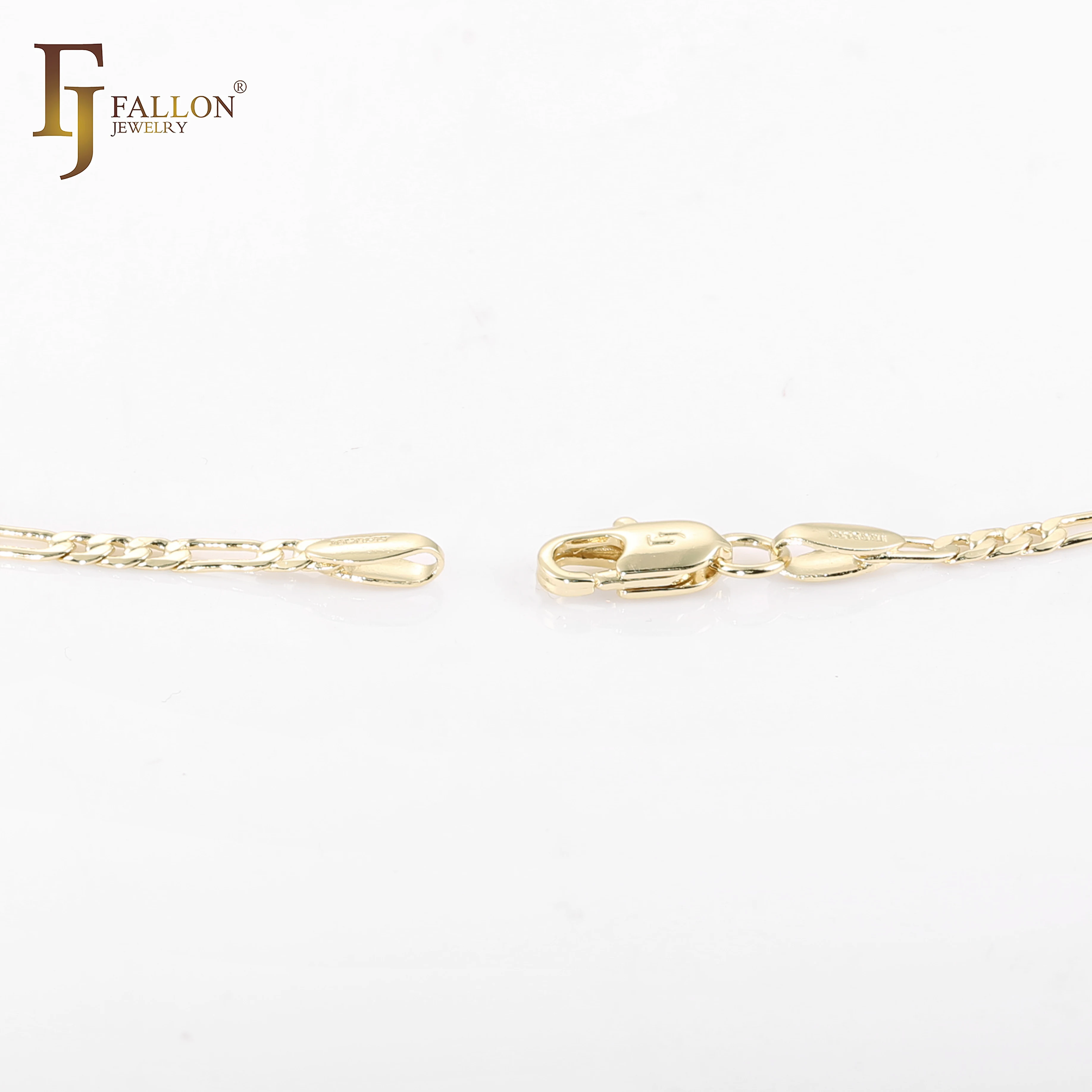 14K Oro Giallo Taglio Diamante 3.5-7mm Bianco a Pavé Figaro Link Catena Bracelet