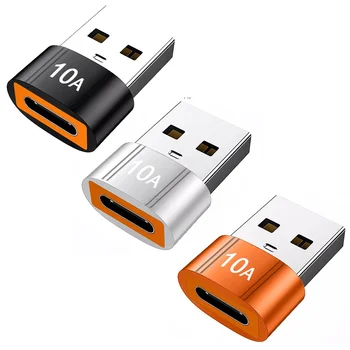 10A Aluminum Alloy Type C OTG Connector Female to USB a Male Adapter Converter for Data Charging Adapters & Connectors