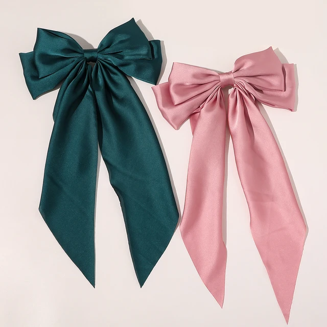 Korean style satin long ribbon bow hairpins Girl simple versatile spring hair clip accessories women daily elegant hair clips