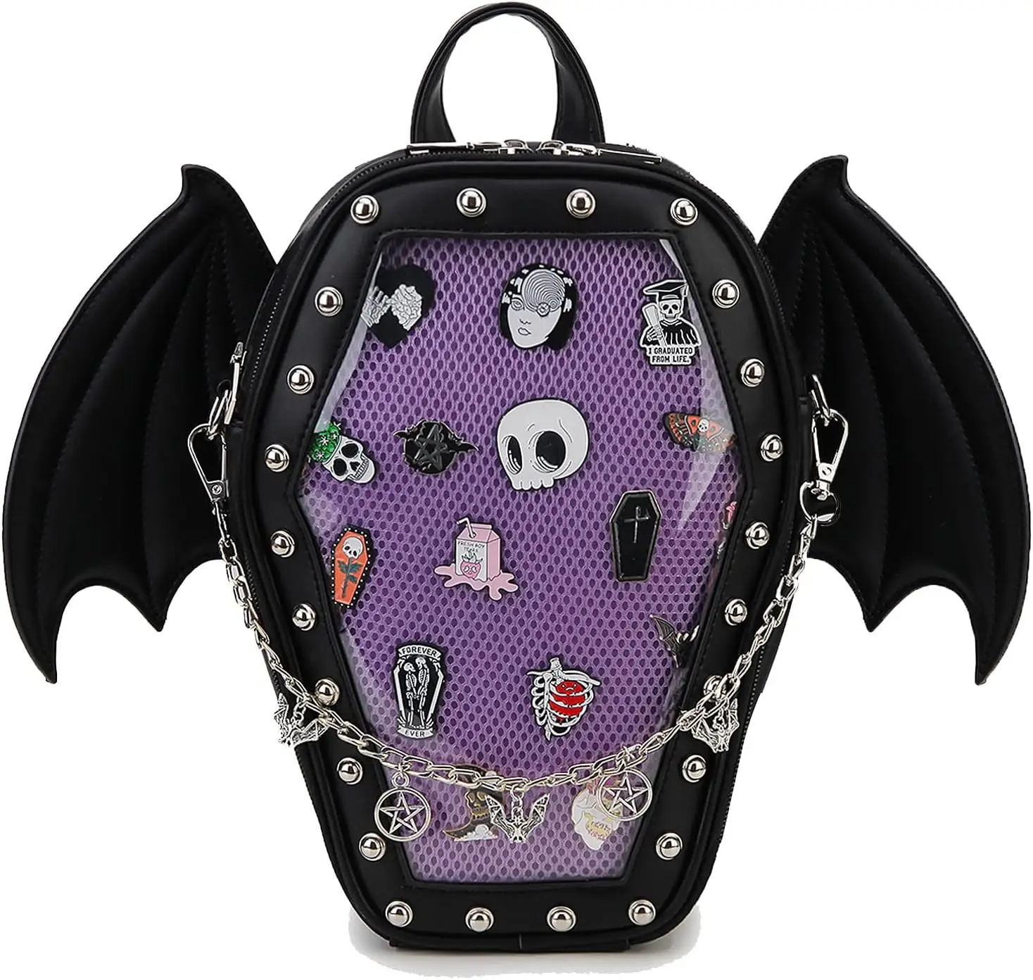 Custom Goth Coffin Shaped Ita Backpack - Halloween Punk