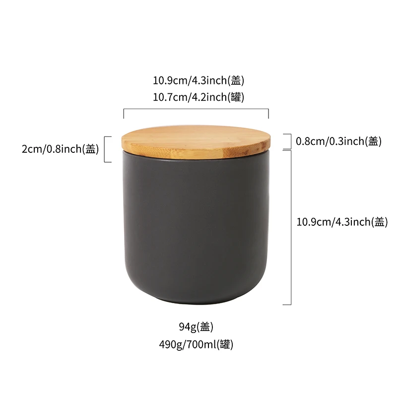 Ceramic Food Storage Jar Canister with Airtight Wooden Lid Modern Design Food Canisters Loose Tea Coffee Sugar Spice Nuts Snacks details