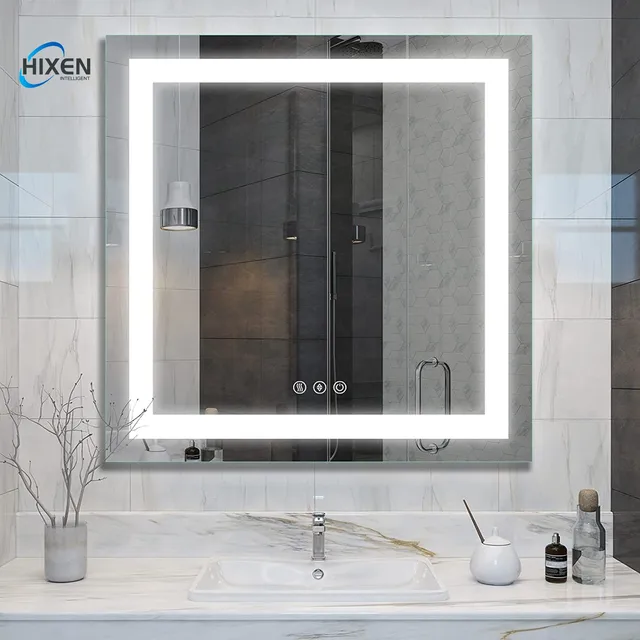 HIXEN 18-5A OEM ODM Magic Moden Defogger Smart Touch Screen Decorative Wall Hotel Toilet Bathroom LED Mirror