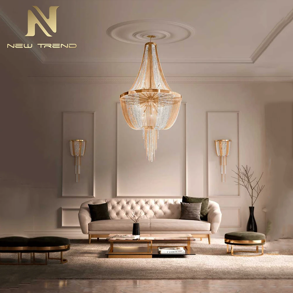 CPL-470 Büyük Çağdaş K9 Kristal Avize, Otel Ticari Alanı İçin Özel Tanıtım Aydınlatma Projesi