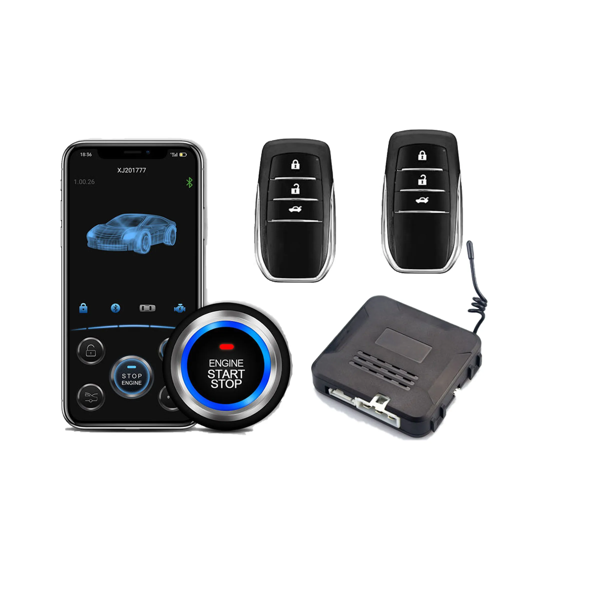 Intelligent Phone Application Control Car  Push Button Start  Remote Starter Ignition System Pke  Keyless Engine Start Stop Car