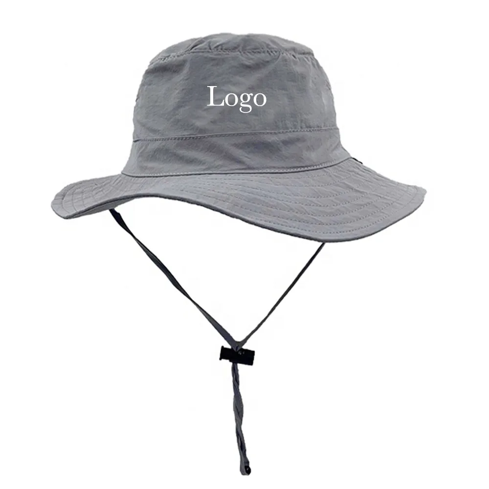 Wholesale Summer Cool Fisherman Plain Outdoor Hat Foldable Quick Dry Bucket Hat With String
