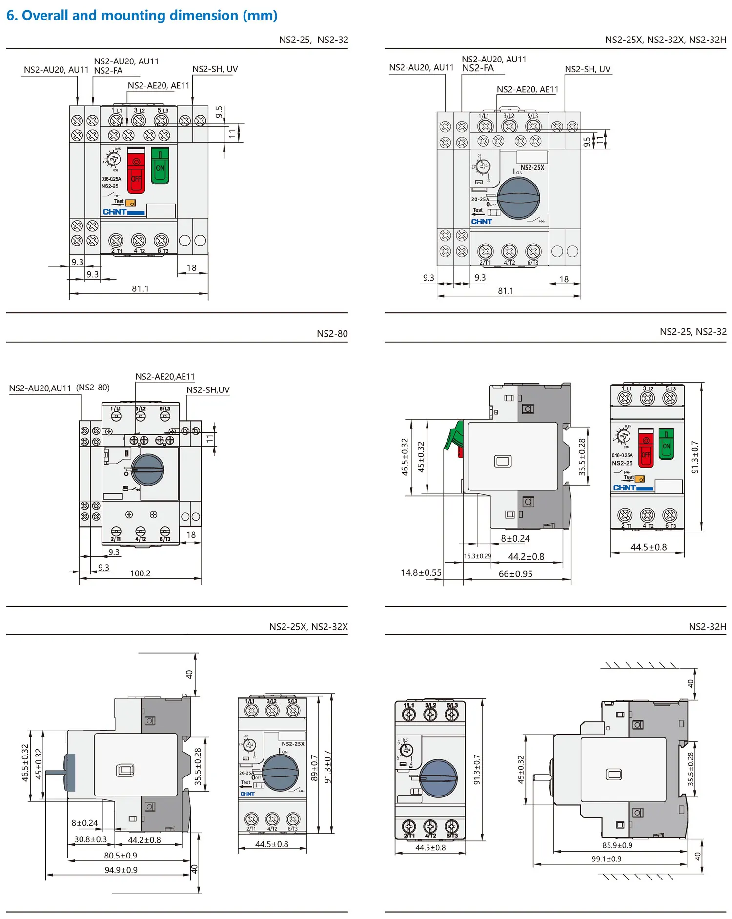 Chint NS2 Motor Protection Circuit Breaker NS2-25 NS2-32 NS2-25X NS2-32X NS2-80 NS2-80B CHNT Guarda Motor Manual Motor Starter