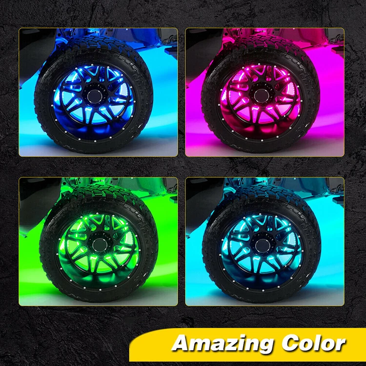 String Light Car Rims Top Quality Underglow Car Tire Rims 4 Pcs 17 Inch RGB Change Chasing ...