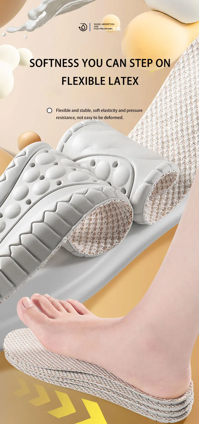 Linen Latex Insoles Summer Sweat Absorption Shoe Pads