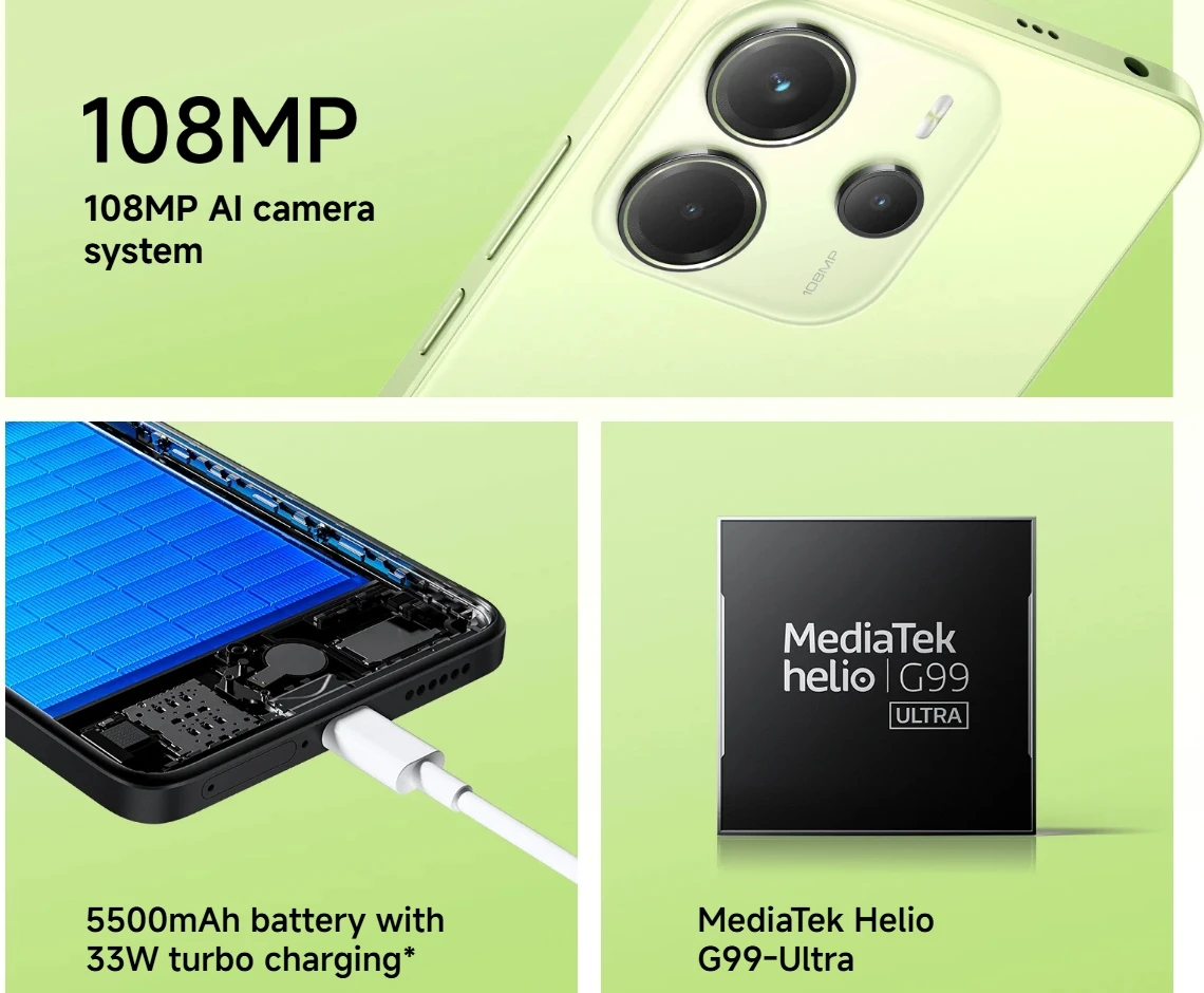 New Original Global Version Xiaomi Redmi Note 14 4G Smartphone 6GB+128GB 8GB+128GB 8GB+256GB 6.67" AMOLED Display 5500mAh