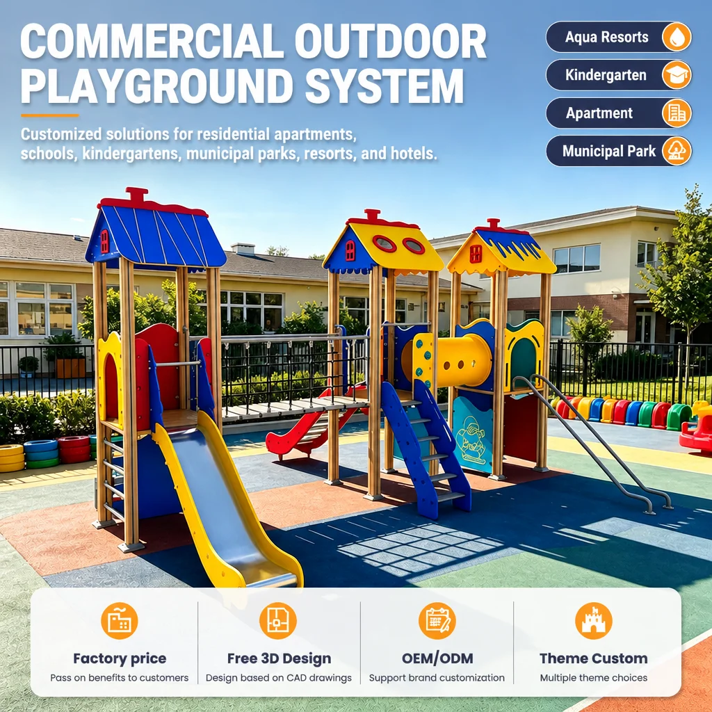 Outdoor Playground Equipment for Schools Kindergarten Park Kids Climbing Frame Slide Swing Set CE ASTM Certified OEM Wholesale