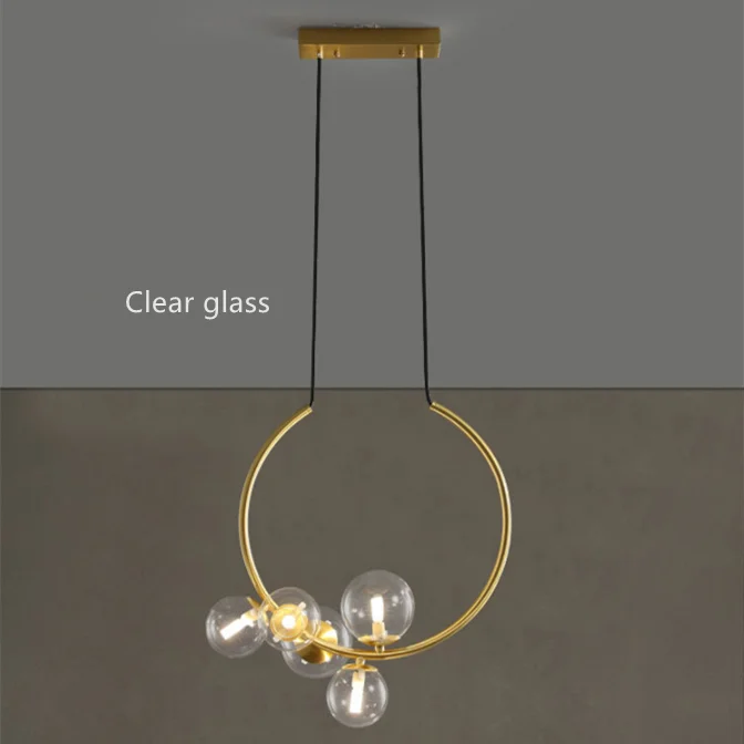 Nordic creative glass ball ring chandelier simple restaurant cafe  room decoration chandelier pendant