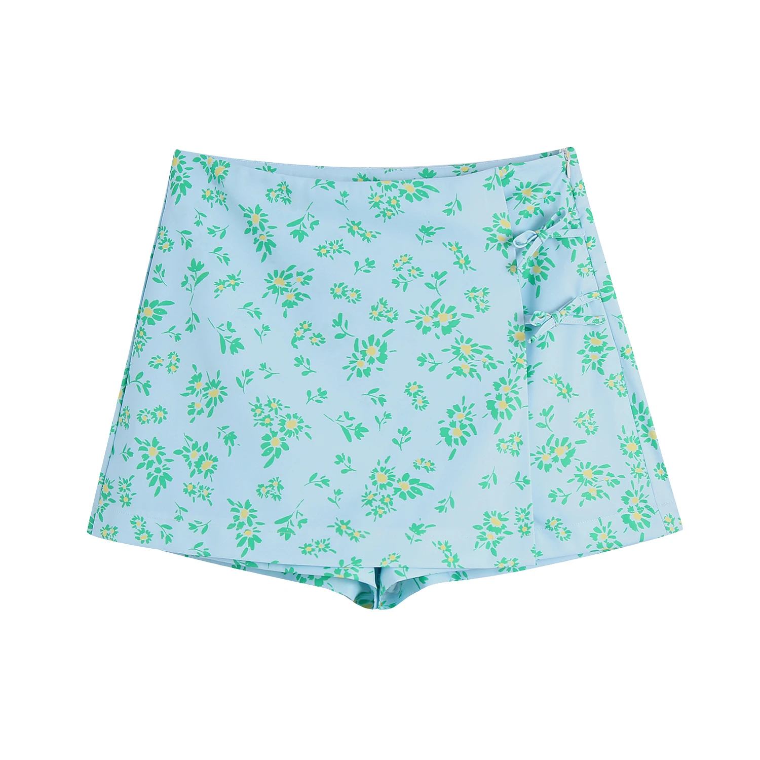 Jupe short à fleurs pour femmes, joli nœud papillon sur le côté, imprimé floral, mode décontractée, été 2019