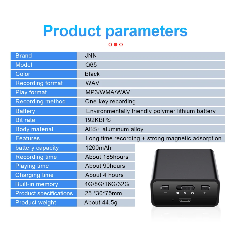 Mini Q65 Digital Voice Recorder Long Time 200 Hours Audio Sound Recorder in MP3 & WAV Format Small Digital Voice Recorder