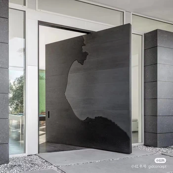 ALUFRONT Smart Luxury Anti-Fingerprint Aluminum Entrance Door Pivot Security Door for  Villa