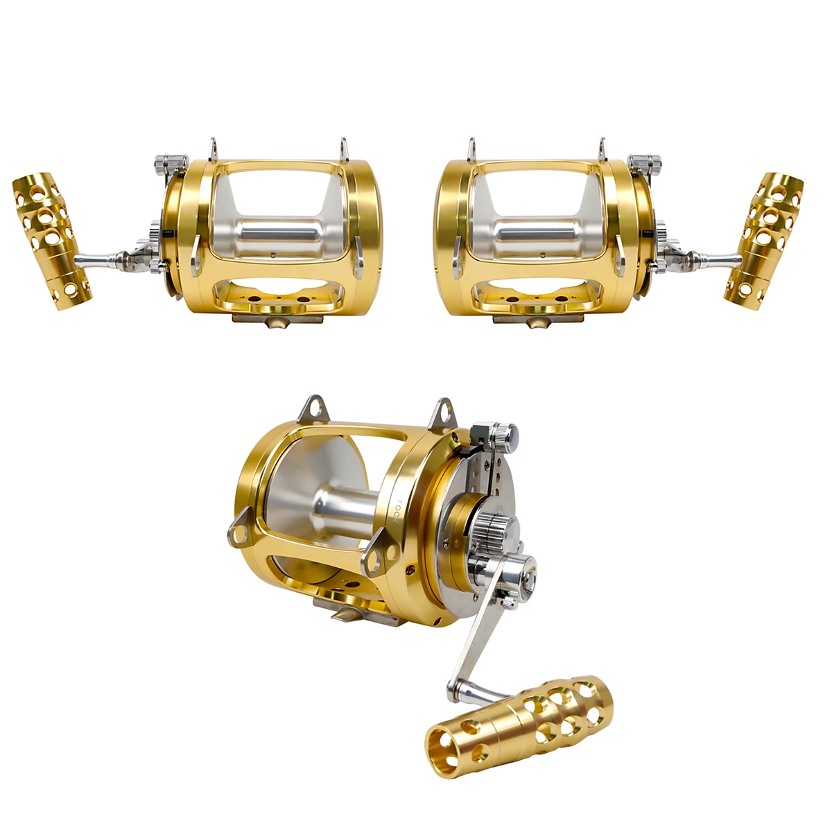 Ocean Boat Fishing Reel Gold 80W Overhead 2-Speed Trolling Deep Sea Fishing  Reels Big Game Saltwater Fishing Reels