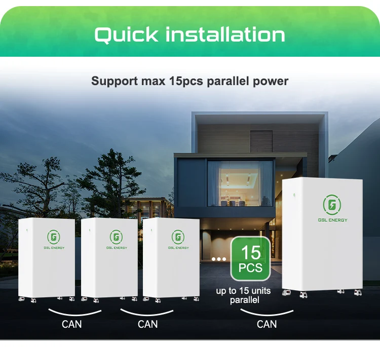 GSL Energy Split Hybrid Grid 48V 300AH 15KWH Lithium Battery with Easy-to-Move Home Solar Wheel Base CAN Communication Port