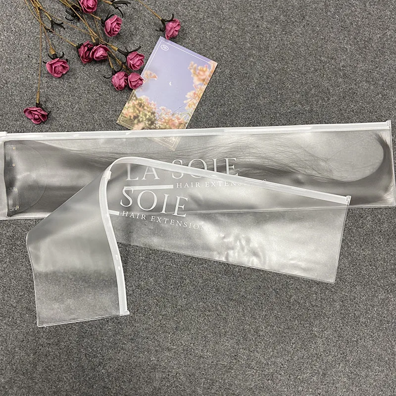 Thick Custom Clear Frosted Plastic Zipper Bags For Hair Extensions,Wig