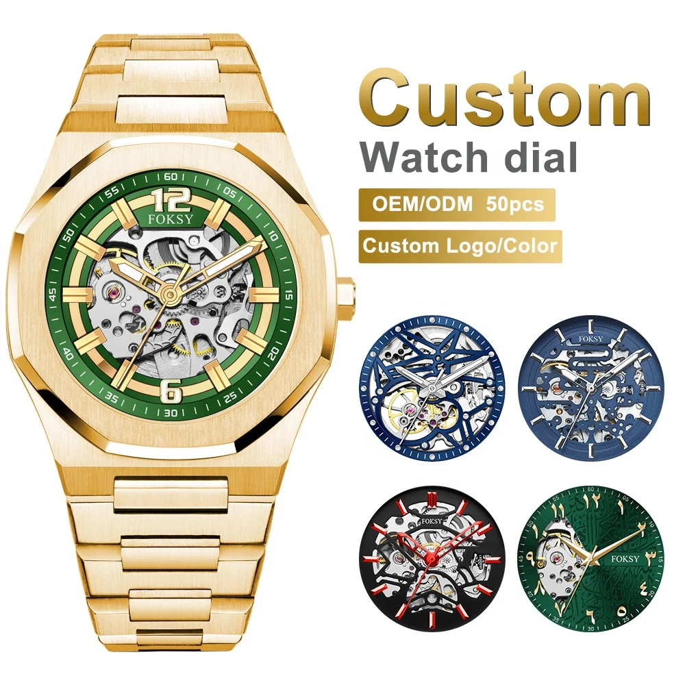 Custom Skeleton Movement Automatic Men's Watch with Stainless