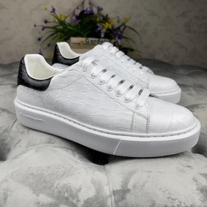 Hot-selling White Shoes Men Alligator Leather Shoes Men Sneaker Flat Skateboard Wholesale Stylish Luxury Men's Casual Shoes