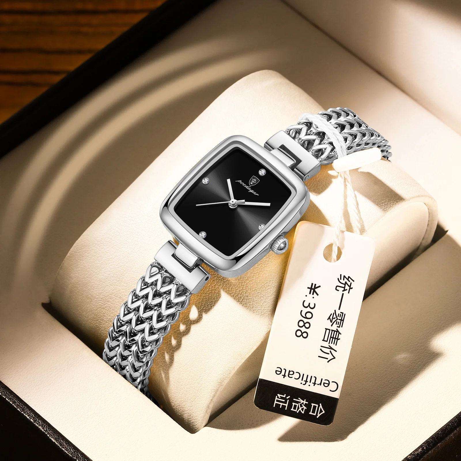 POEDAGAR 768 Luxury Square Watch for Women Waterproof Stainless Steel Ladies Quartz Watc aperçu 3