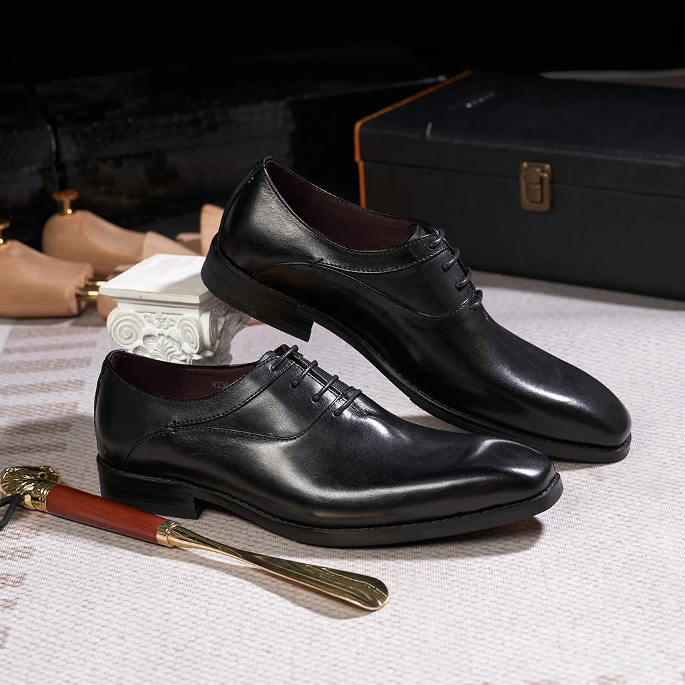 Classic Office Social Dress Shoe for Men Wear High Quality Formal Lace up  Solid Oxford Handmade Custom Fashion Cow Leather Shoes