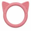 Anneau de dentition en silicone chat cercle monochrome rose