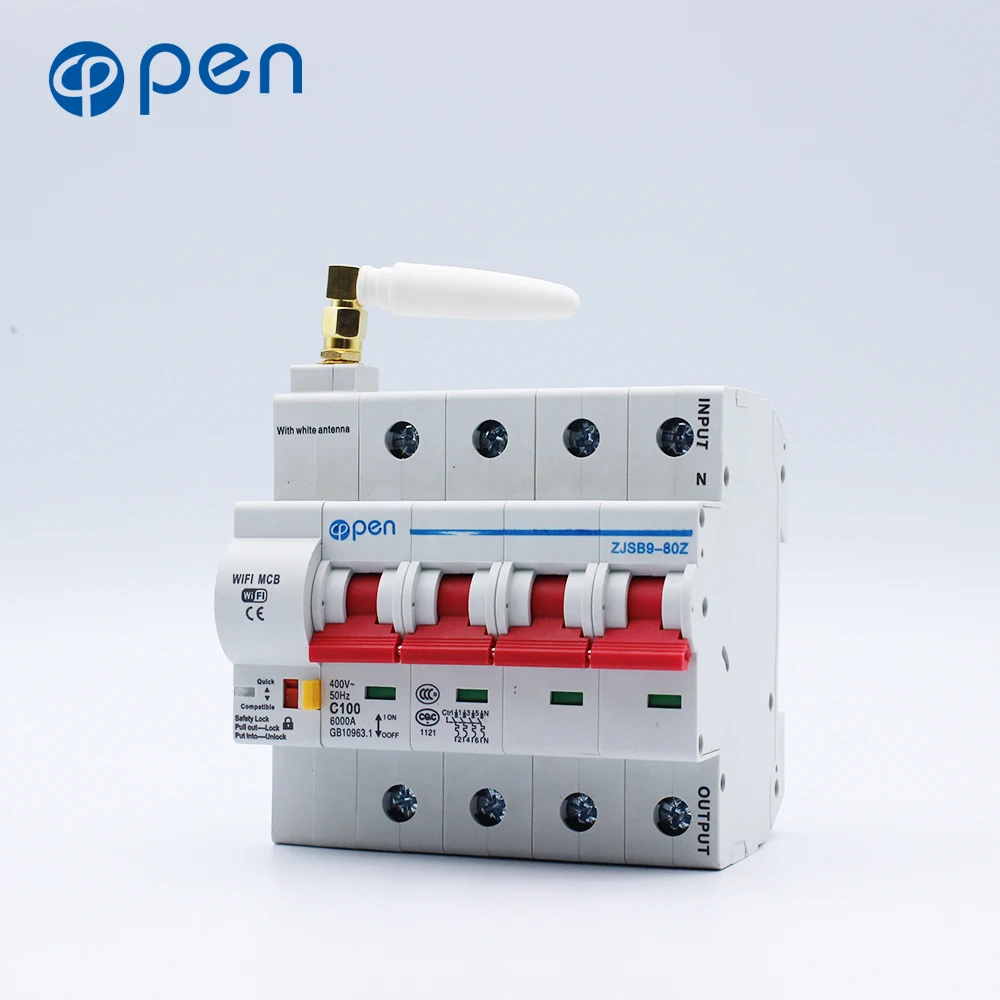 4P Remote Control Reclosing Wifi Circuit Breaker Mcb for Amanzon Alexa and Google Home with Overload and Short Circuit Breaker
