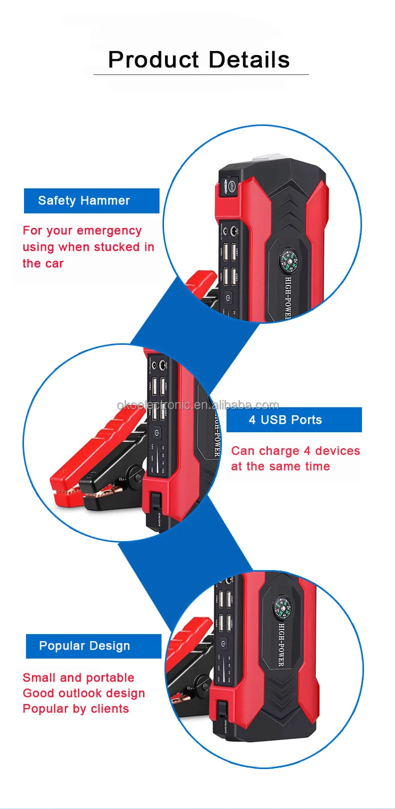 99800mah 1000a Mini Car Jump Starter With 12v Lithium Battery Power