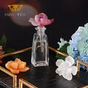Manufacturers Handmade Gift Ramadan Fancy Flower Decorations Refillable Empty Glass Attar Perfume Bottles
