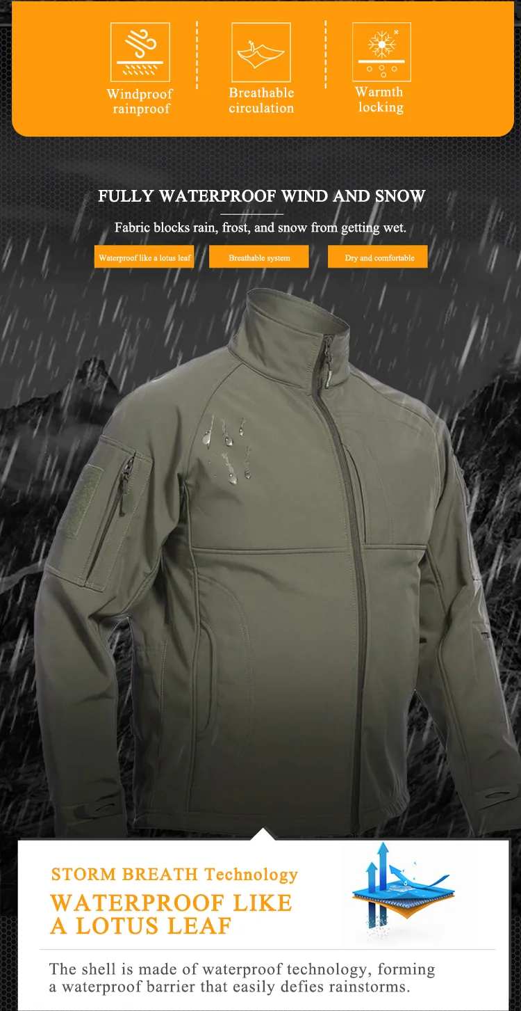 Waterproof Warm Fleece Polyester Hardshell Jacket Coat 