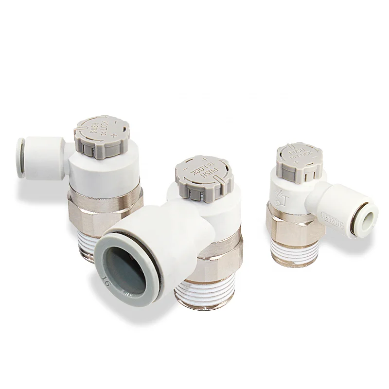 SMC Fitting Flow Control Valve AS1201F Rotary Locking Cylinder Speed Adjusting Connector Pneumatic Quick Coupling