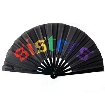 High quality custom logo black bamboo wedding hand fan