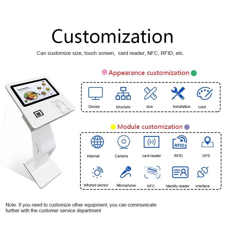 15.6 pulgadas soporte de piso capacitivo pantalla táctil quiosco de pago de autoservicio 8