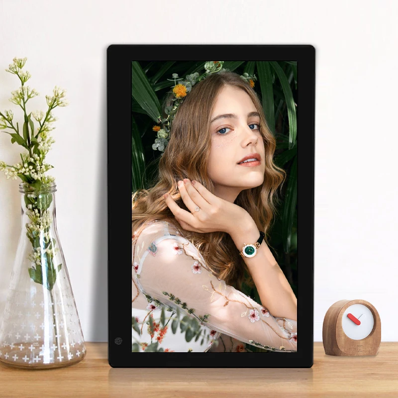 Odm/oem Black Digit Display Lcd Picture 15.4 Inch Wooden Android Wifi