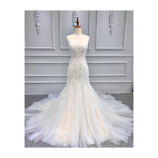 Bridal Gown Lace Mermaid Wedding Dress Spaghetti Strap Lace Fishtail Dresses Luxury Embroidery Elegant Wedding Dresses