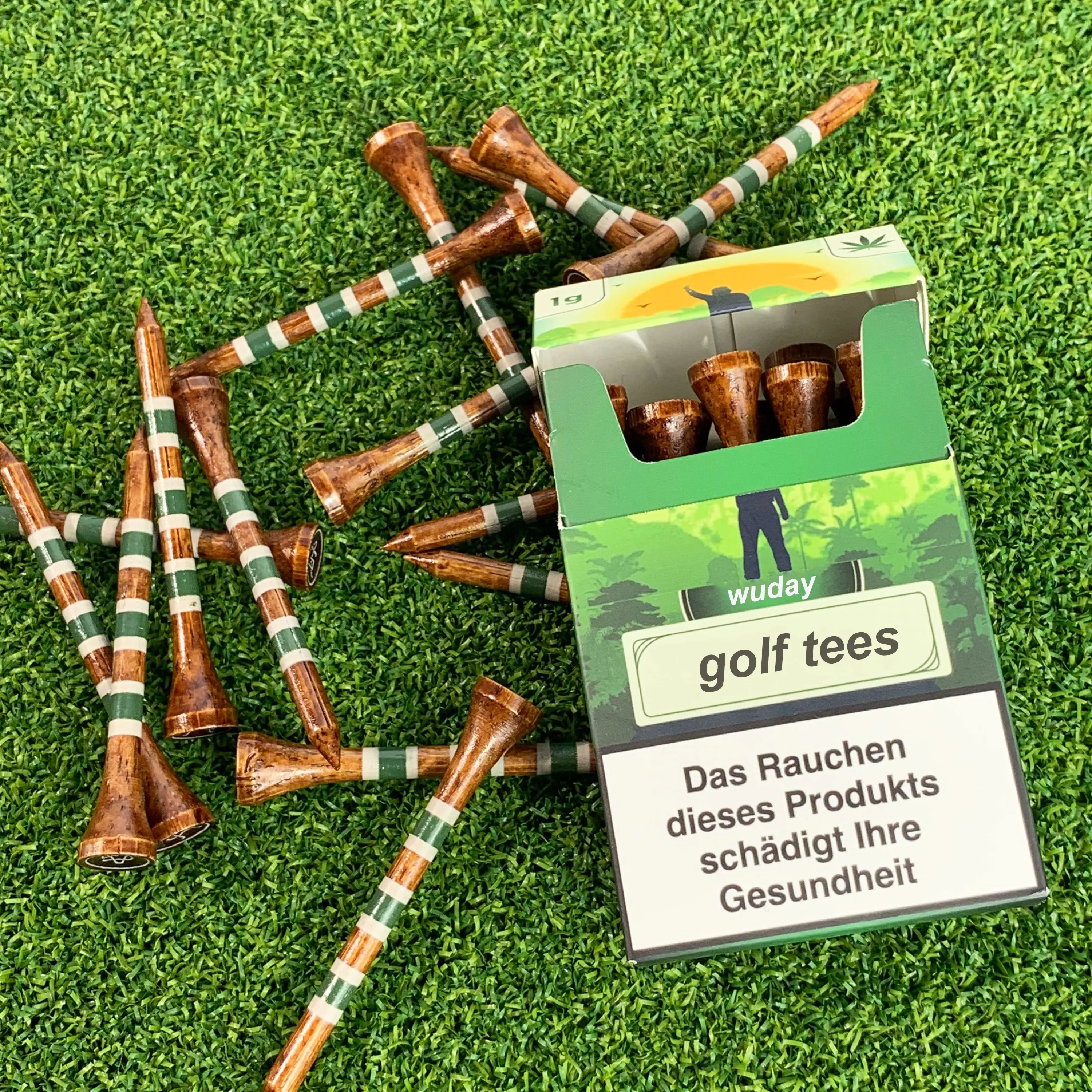 Free Sample Customized 10 Pack Cigarette Box Golf Tees Holder With Custom  Stripes Bamboo Golf Tees