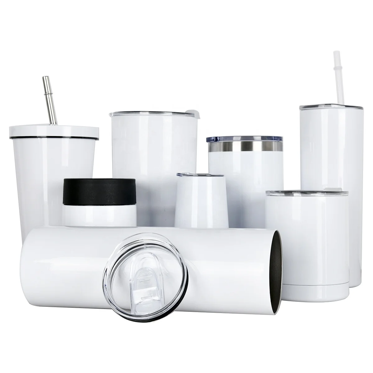 In Stock Stainless Steel White Blank 20 Oz Tumblers for Sublimation Sided  with Lid Sublimation Tumbler 20 oz Straight Blanks