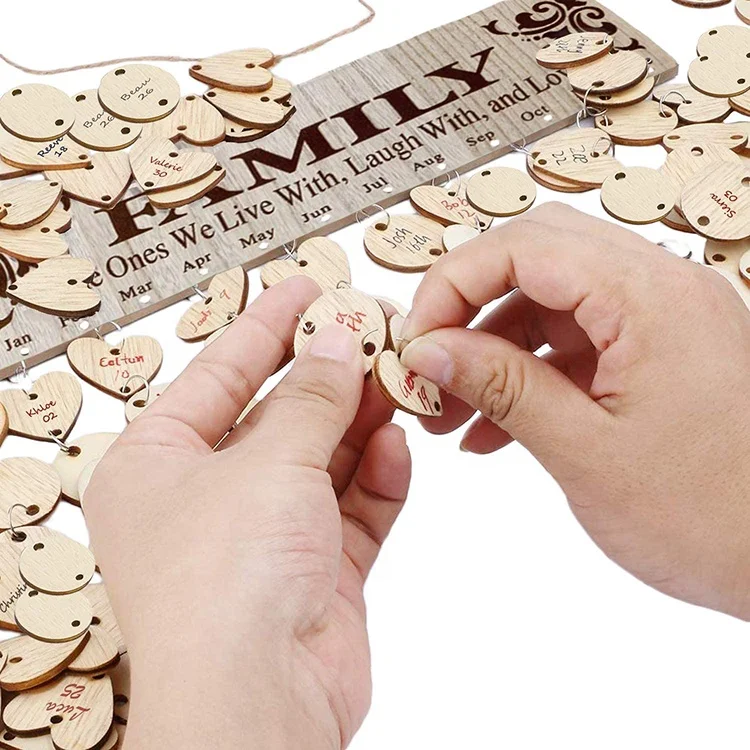 DIY Wall Hanging Family Birthday Reminder Board Perpetual Wooden Calendar