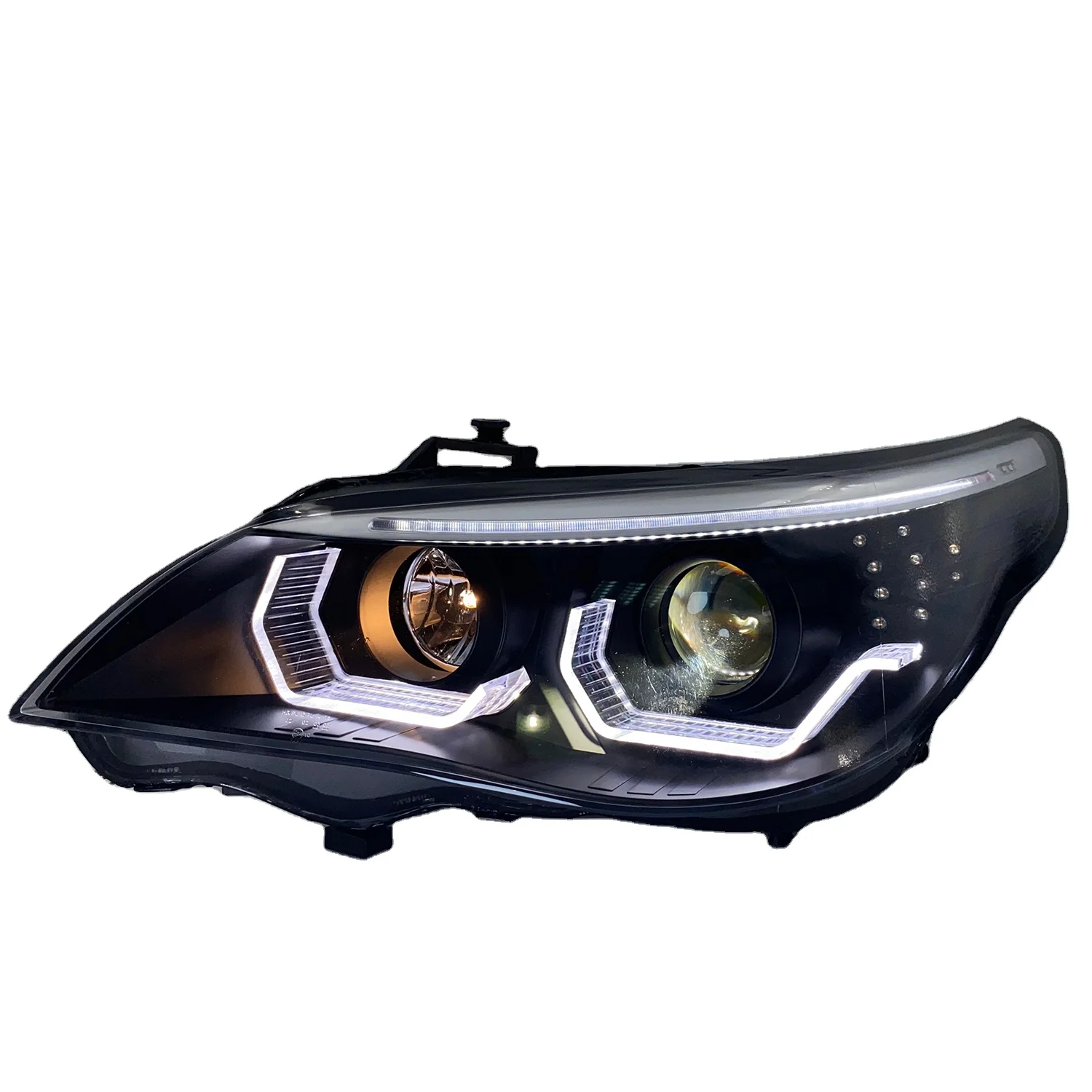  Feux Phares Pour BMW 523i 530i E60 2003-2009 Phare De Voiture  Phares Angel Eye Phare LED DRL Hid Bi Xénon Accessoires Style (Couleur :  Headlight No Bulb, Taille : For 03-07)