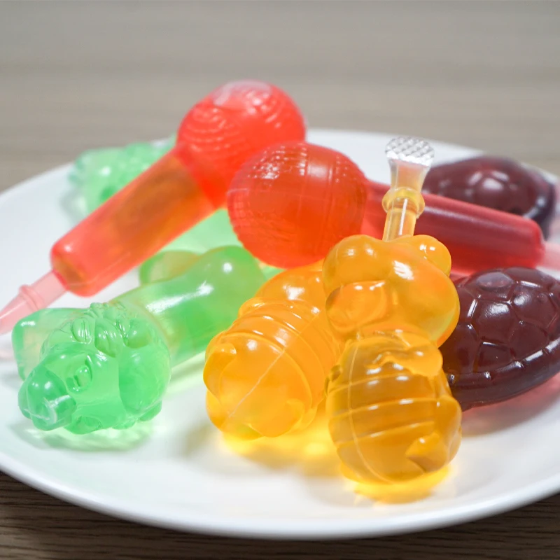 Tik Tok Halal Assorted Fruit Shape Soft Jelly Candy Mini Juice Fruit Suck Jelly Drink