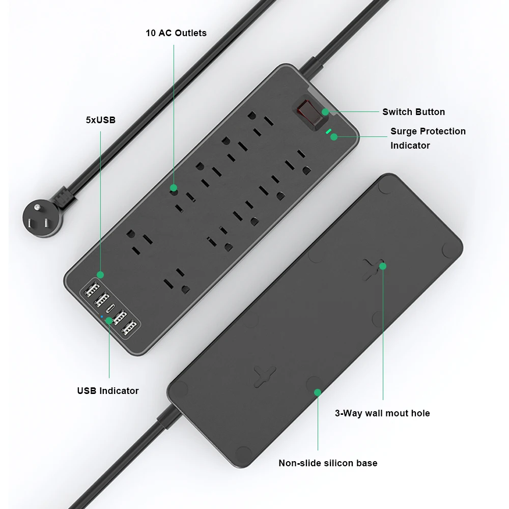 Smart Power Strip With 4 Ac Outlets 2 Usb Ports Wifi Smart Surge ...