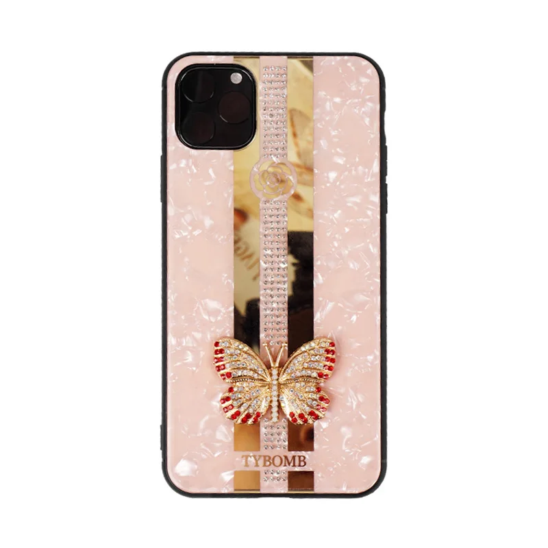 luxury diamond phone case for iphone11promax protective cover tpu pc cover diamond butterfly phone case for iphone 12 pro case