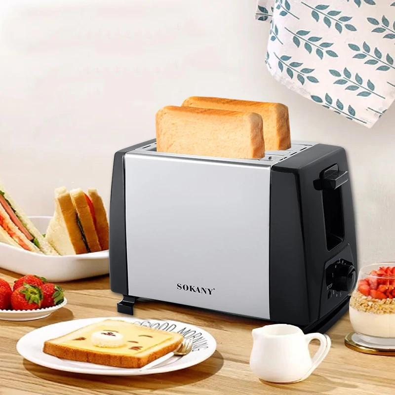 110v 2 Slice Wide Slot Automatic Bread Sandwich Toaster Removable Crumb Tray Multifunction Electric Toaster Maker