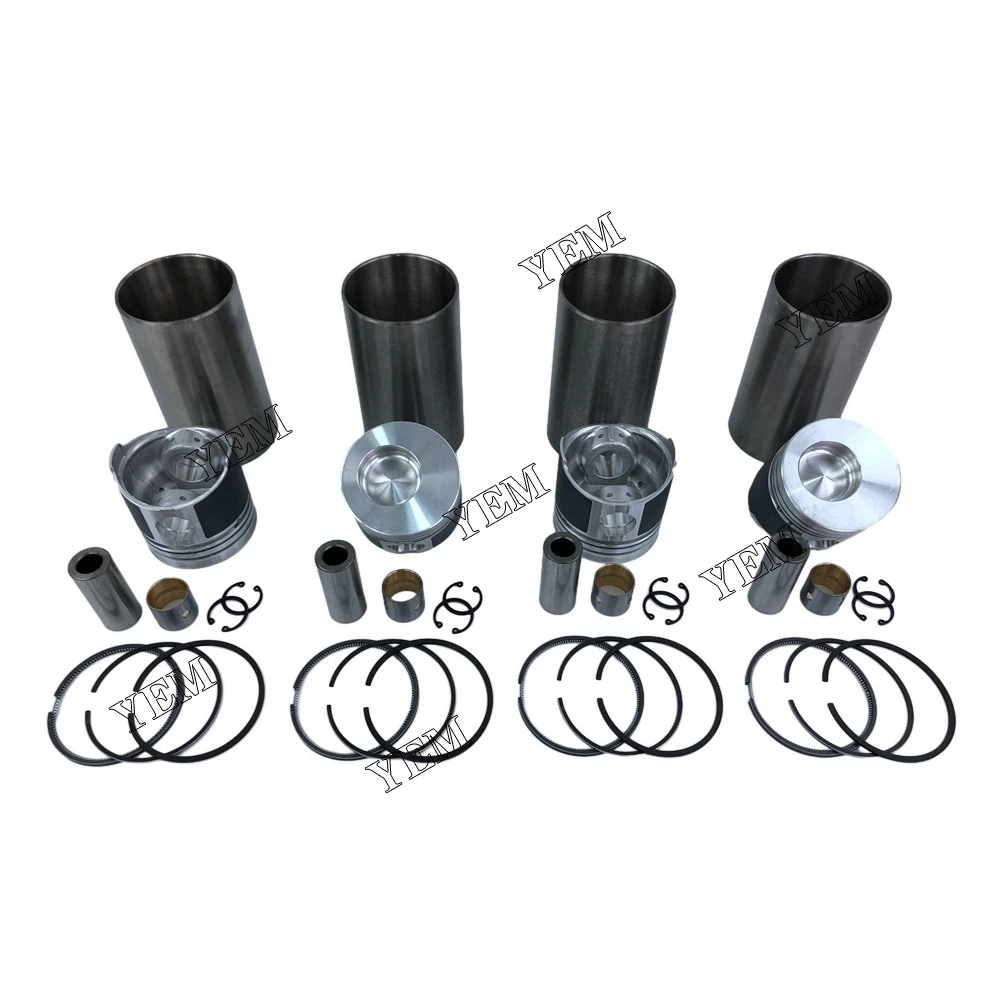 K4M Cylinder Liner Kit With Piston Rings Set Cylinder Sleeve for Mitsubishi Forklift Excavator & Skid Loader Engine