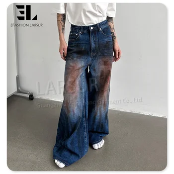 LARSUR Custom Denim Factory Dirtyfit Dirty Mud Wash Wide Leg Jeans