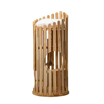 High Quality Wooden Cat Tree Tower Premium Cat House with Jute Scratching Ropes Pet Furniture