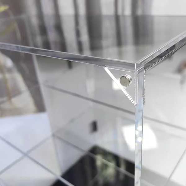 3-Tier Transparent Showcase Display With Mirror Back Jewelry Cabinet With Lock Acrylic Display Case With Megnetic Door