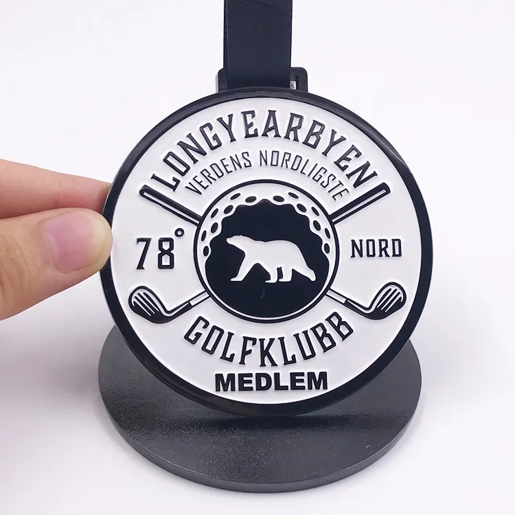 Custom Luggage Round Metal Brand Leather Buckle Black Golf Tag Bag Name Tags supplier
