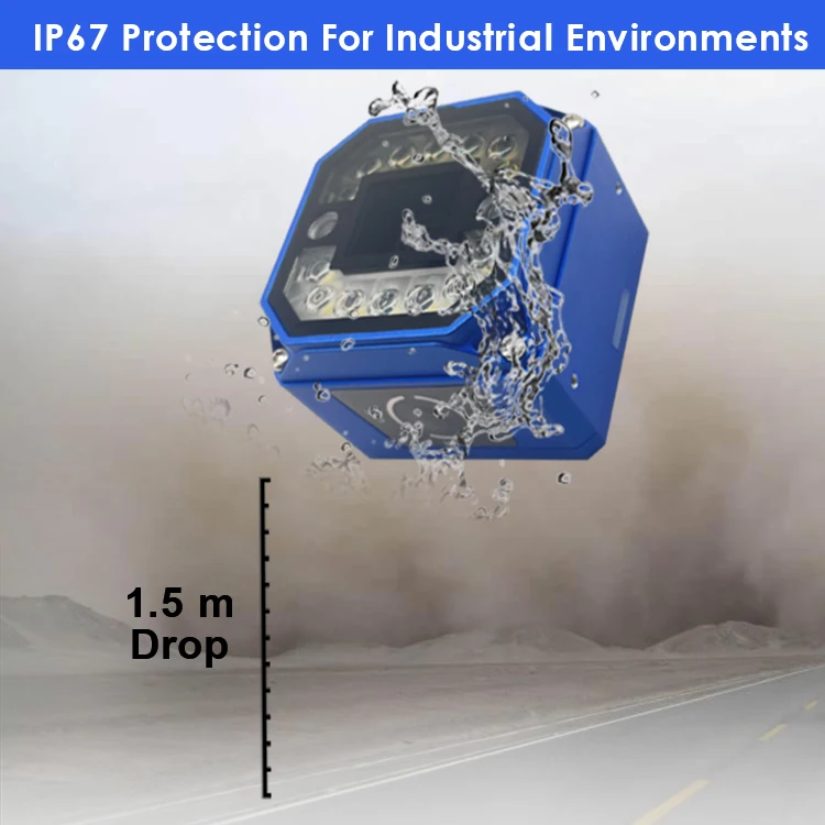 Customized RS232 Long Distance 2D Bar Code Scanner Modbus Industrial Fixed Ethernet TCP IP Barcode Scanner