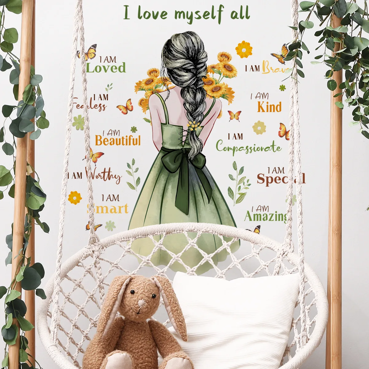 Hinata Little Girl Wallpaper English Inspirational Slogan Living Room  Bedroom Decoration Wallpaper Self Adhesive Wall Sticker